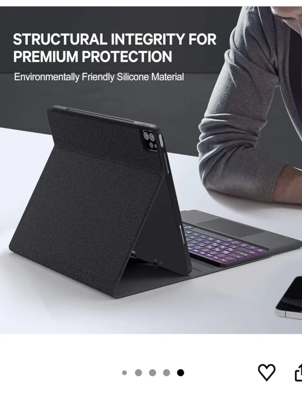 Magnetic Detachable Keyboard Case for iPad Pro 12.9 - Black